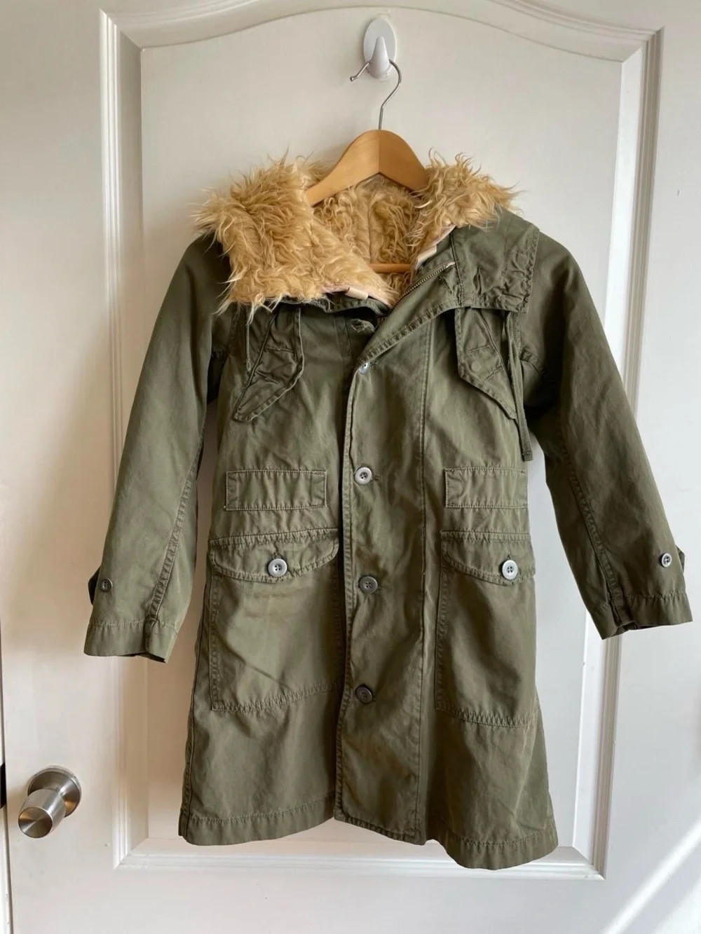 Kids Size 8 Green Cotton Parka Knit Lined Nolita Pocket By Yoox Kids Coat